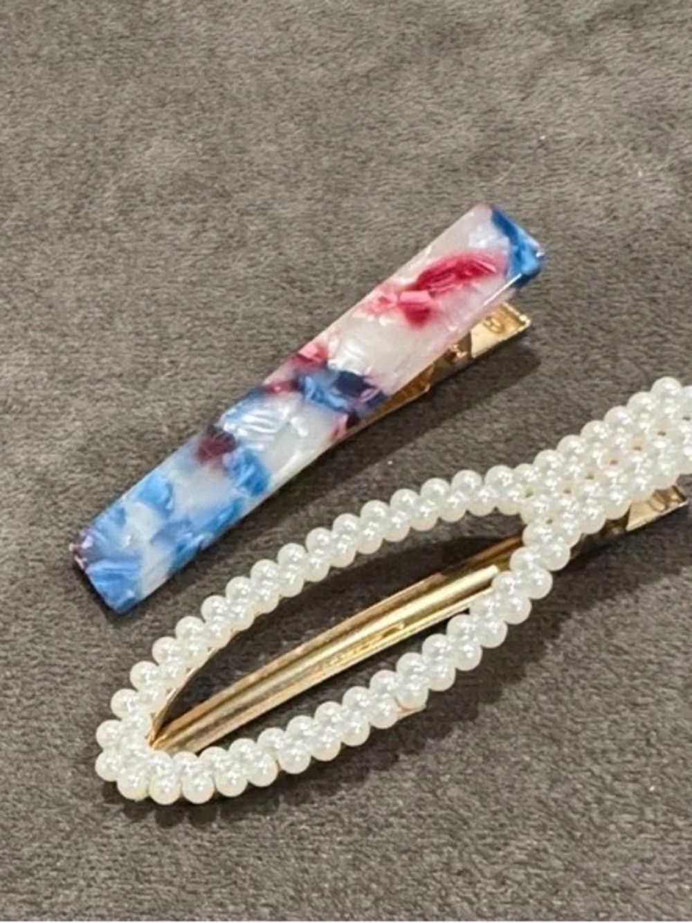 Pearl Oval & Floral Resin Hair Clip Set - Women Accessories